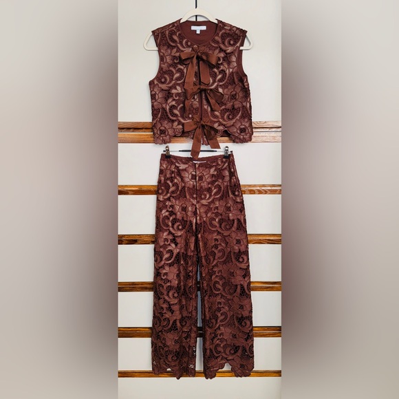 Antonio Melani x Jennifer Sumko Josephine Laser Cut Lace Tie Front Vest 🎀 Size 0 - Picture 8 of 10